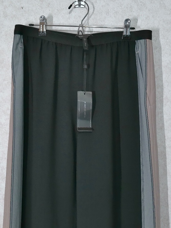 NWT BCBGMaxazria Palazzo Pants, Black,Side Stripes Gray&Kaki Elastic Waist Sz S - Picture 2 of 8